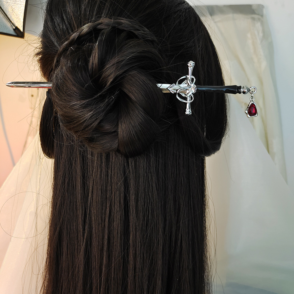 Hair Fork Stick - Chinese zwaardvormige haarstok Vintage metalen haarspeld