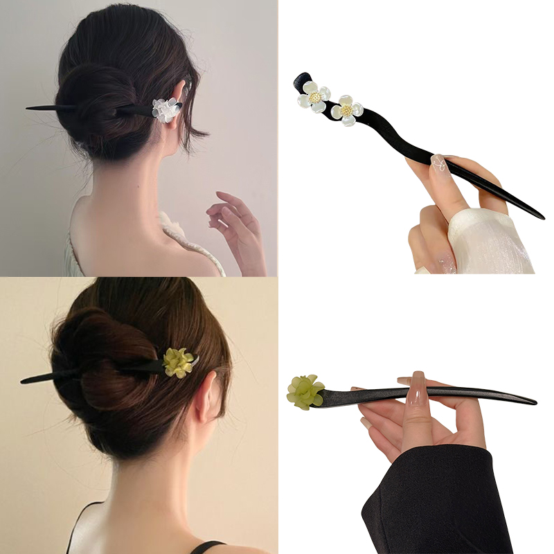 Hair Fork Stick - Vintage Chinese Stijl Houten Bloem Haar