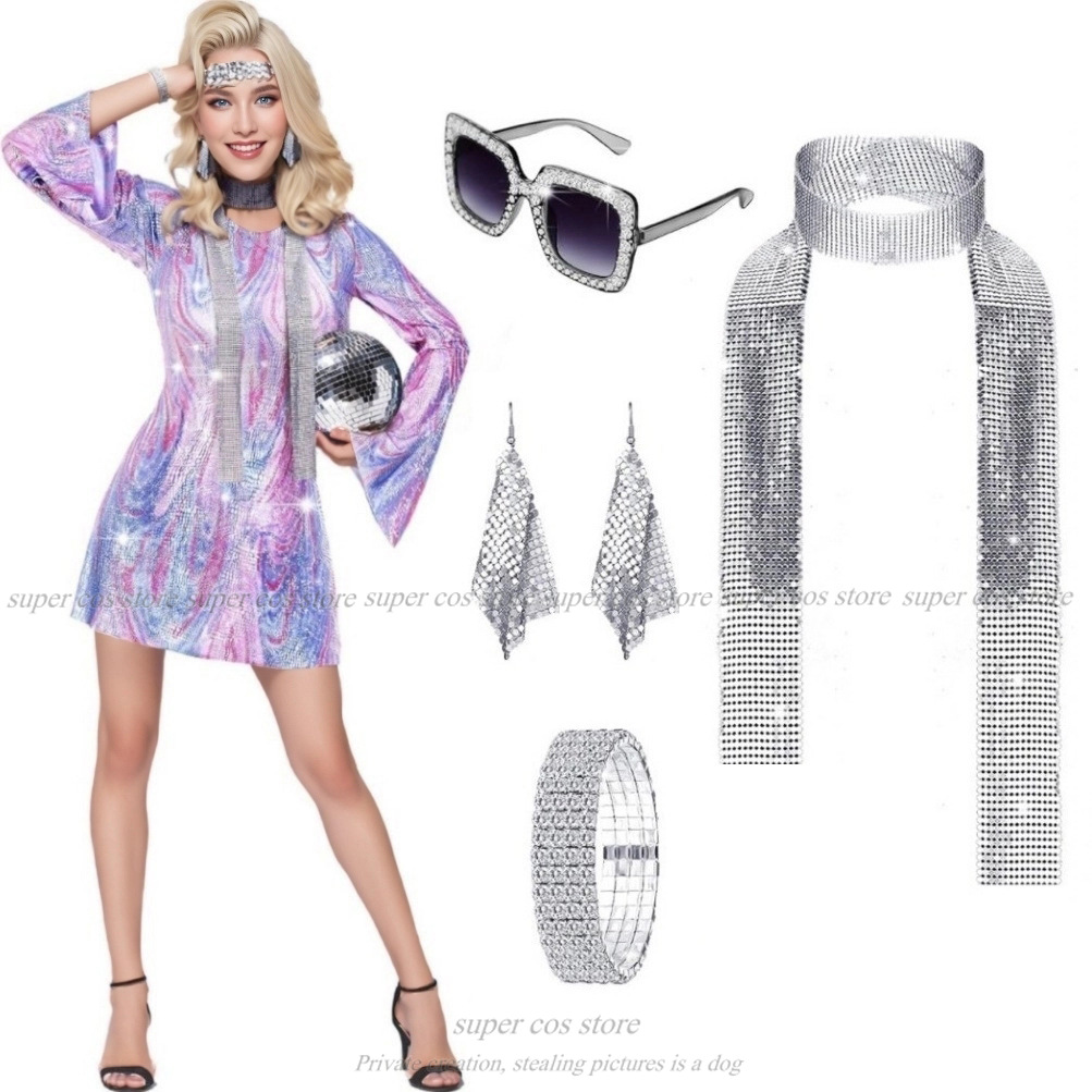 Women'S Accessories In The 70S - Jaren '70 Disco Dameskostuum Outfit en