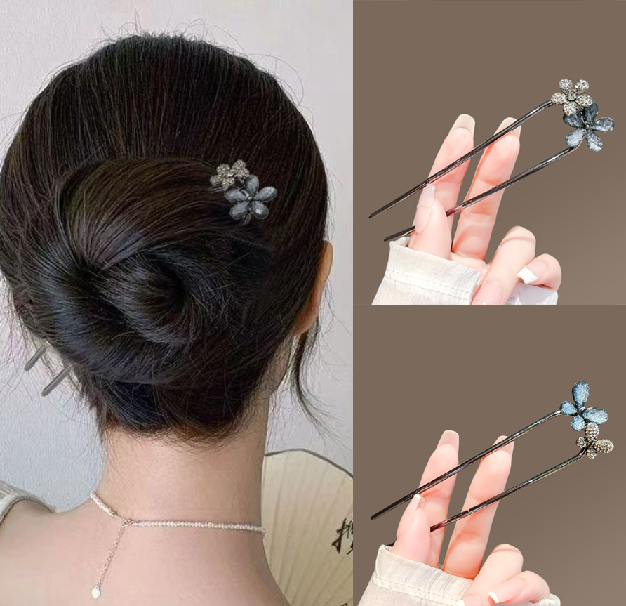 Hair Fork Stick - Vintage bloemen vlinder haarstokje voor dames