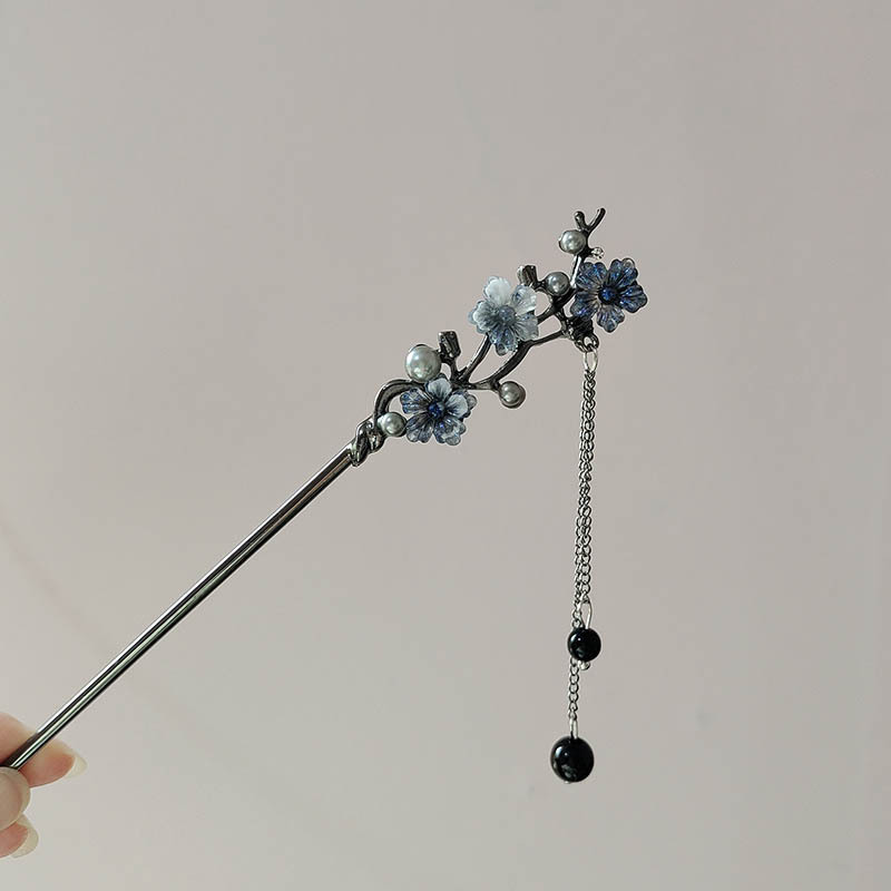 Hair Fork Stick - Klassieke Haarstokjes Inktkleur Bloem Metalen Franje
