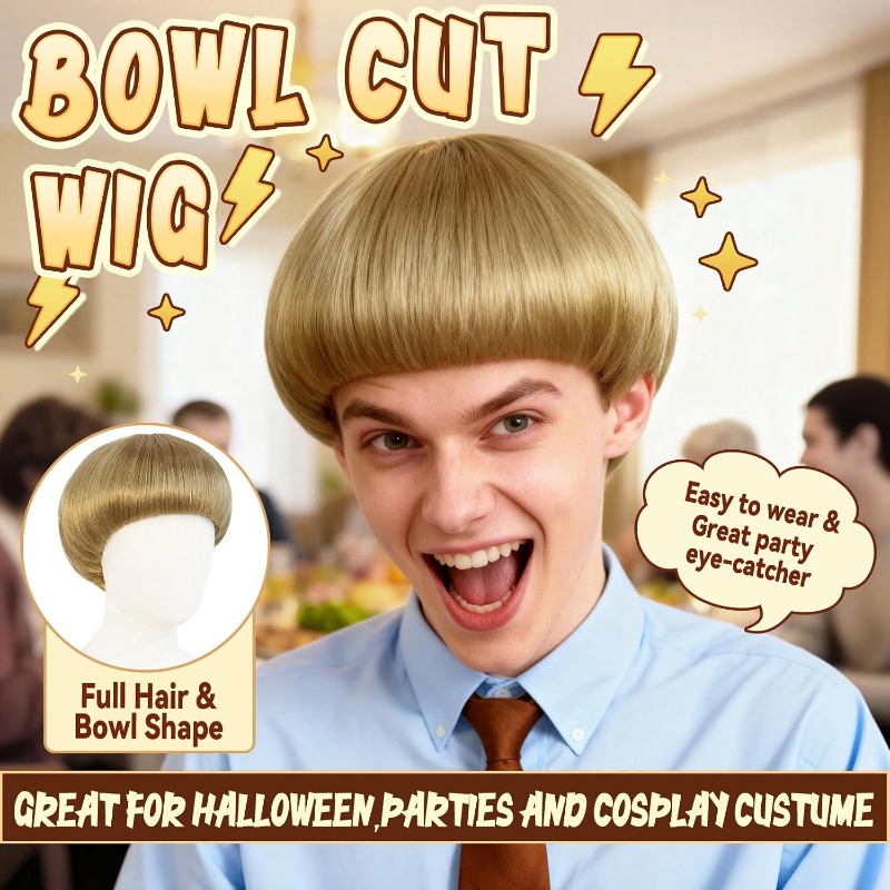 Korte blonde bowl cut pruik, b - Women'S Accessories In The 70S recensie en prijs
